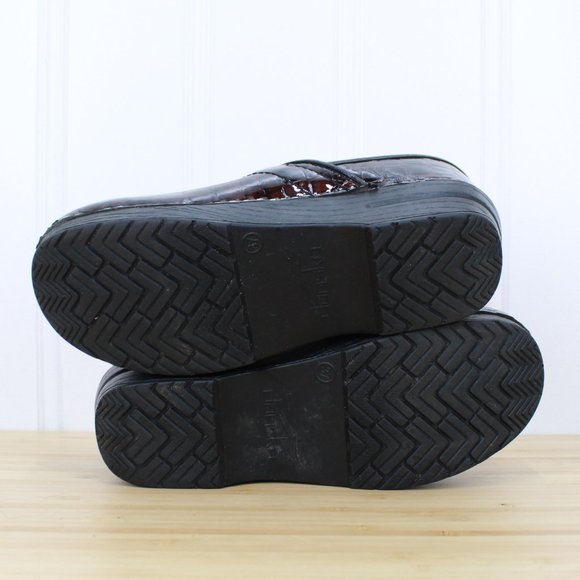 DANSKO Women's Brown Croc Print Patent Professional Clogs Shoes Size 37 / 7 - Picture 9 of 11